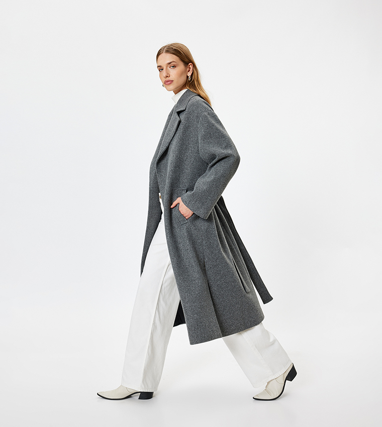 Textured Belted Overcoat