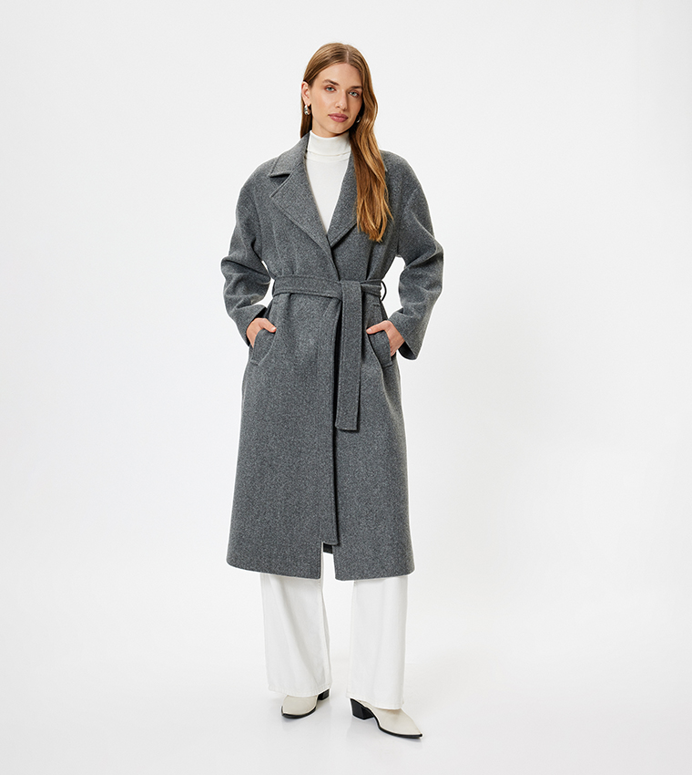 Textured Belted Overcoat
