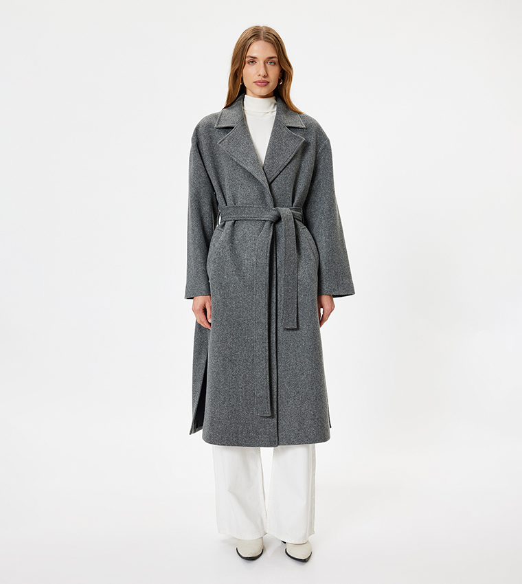 Textured Belted Overcoat
