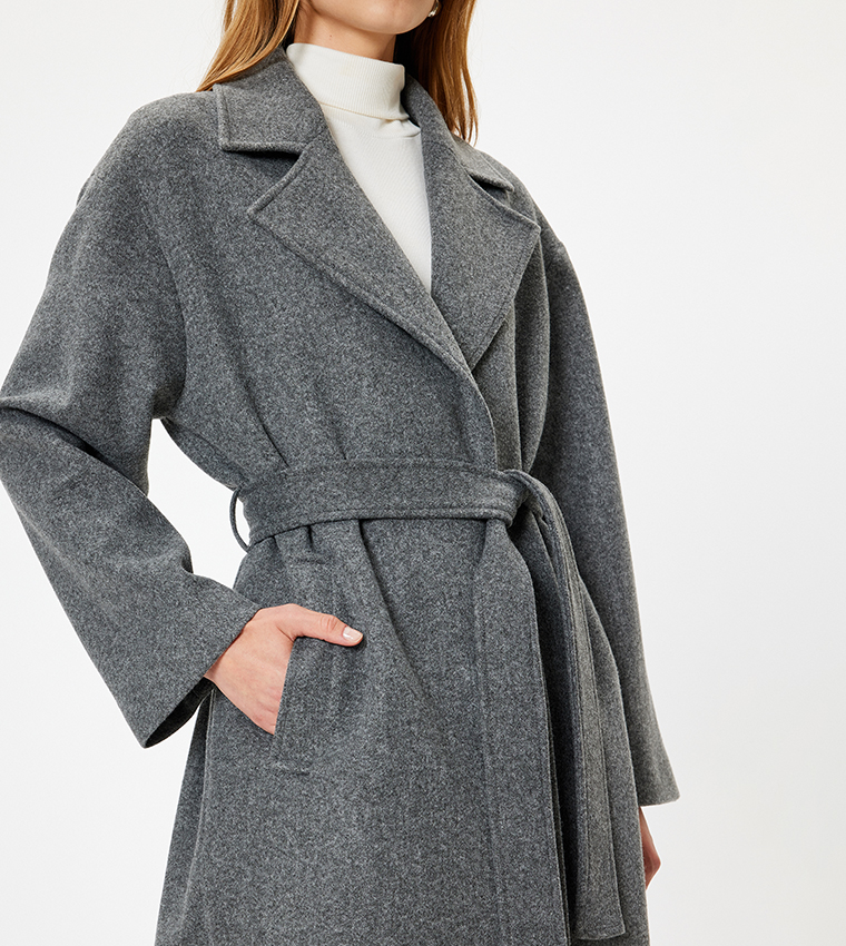 Textured Belted Overcoat