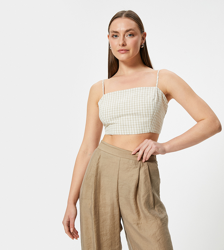 كوتون  توبات قصيرة - بيج فاتح  Cropped Tops
