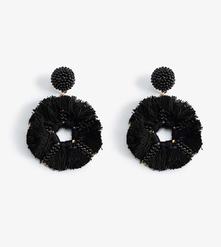 Beaded Geometric Drop Earrings