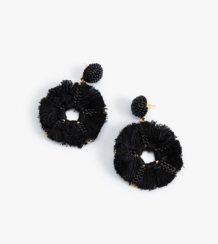 Beaded Geometric Drop Earrings