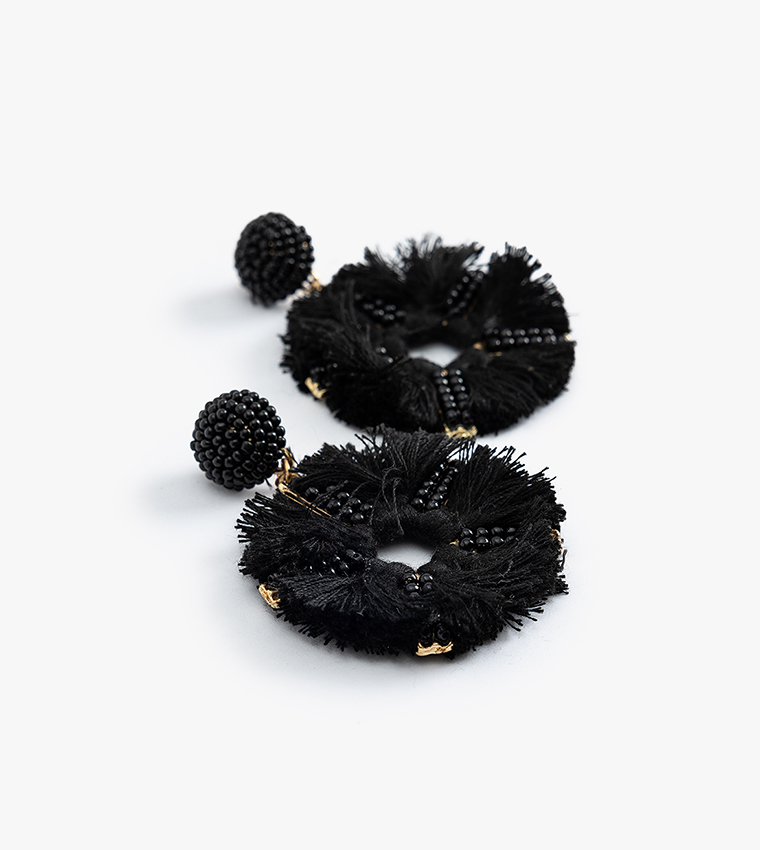 Beaded Geometric Drop Earrings