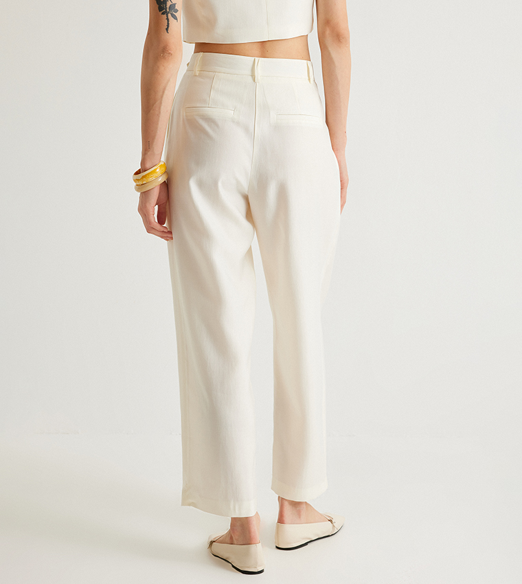 Solid Pleat Detail Trousers