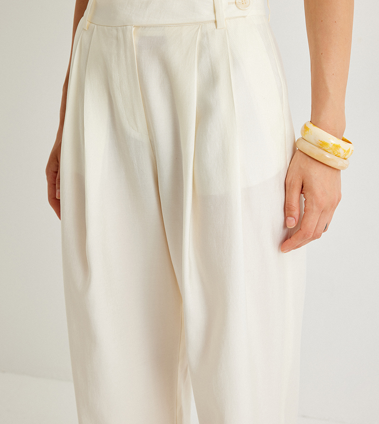 Solid Pleat Detail Trousers