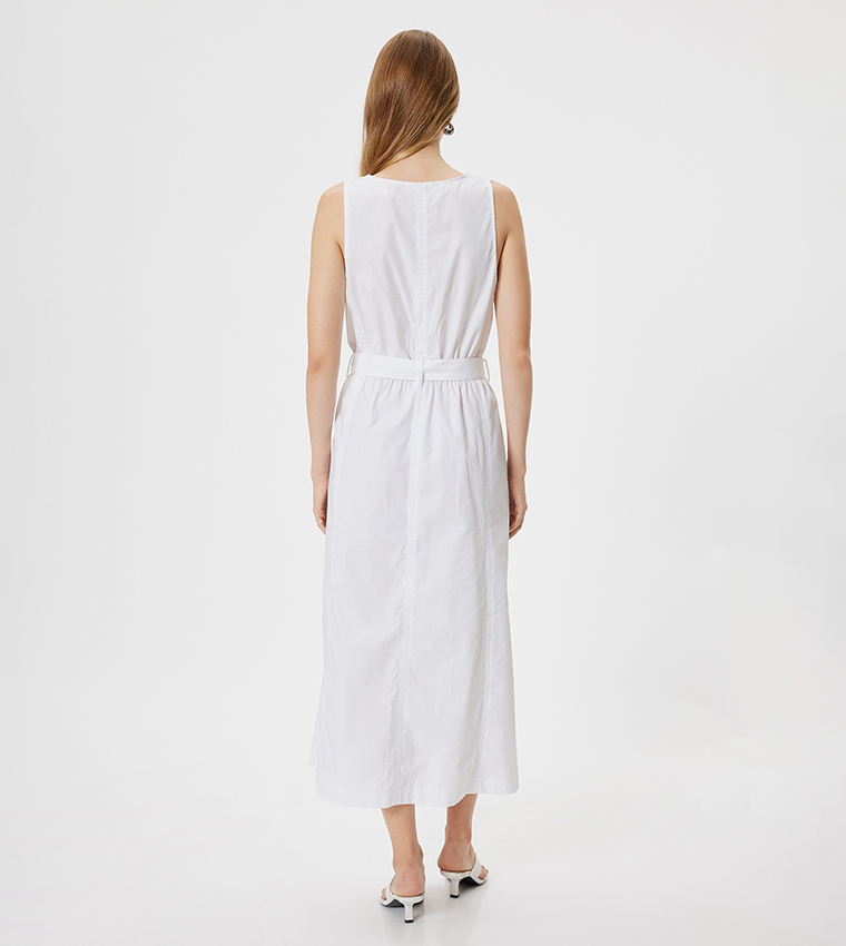 Solid Belted Midi Dress