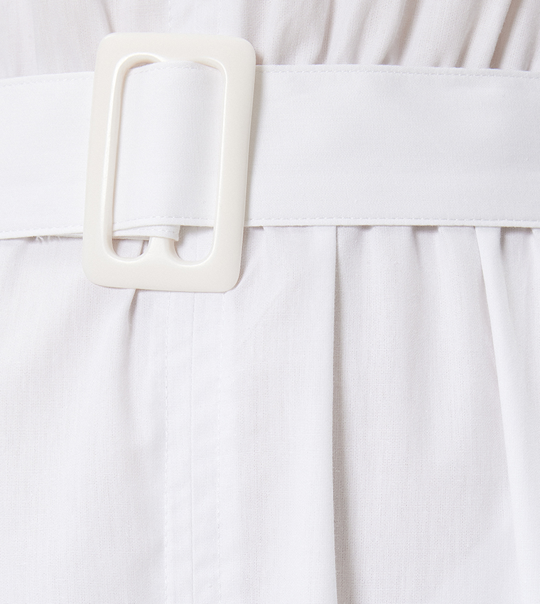 Solid Belted Midi Dress