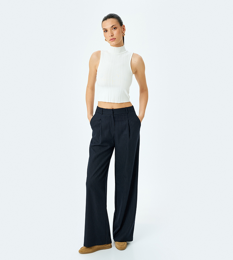 Solid High Neck Crop Top