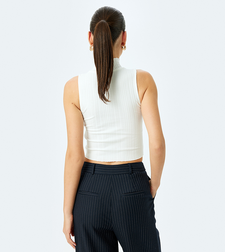 Solid High Neck Crop Top