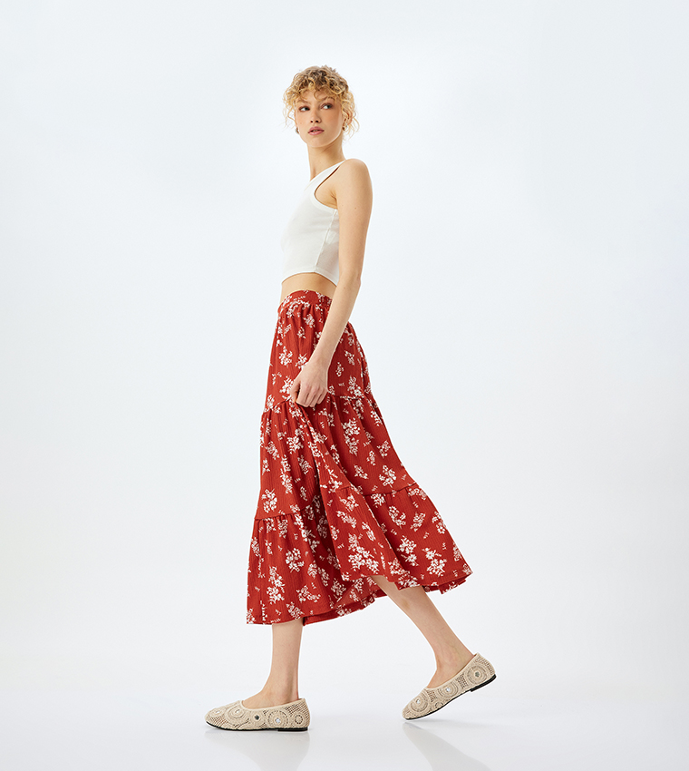 Floral Printed Midi Skirt