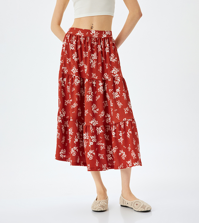 Floral Printed Midi Skirt
