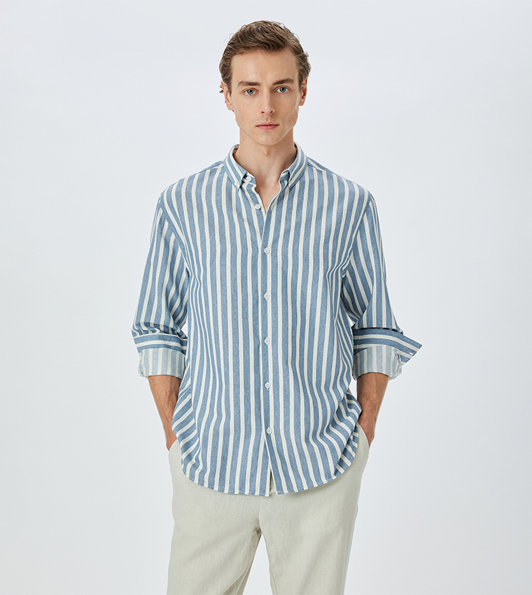 Striped Long Sleeves Slim Fit Shirt