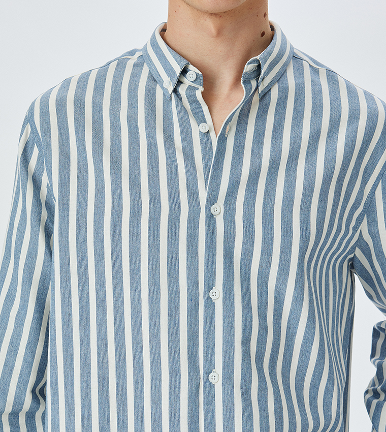Striped Long Sleeves Slim Fit Shirt