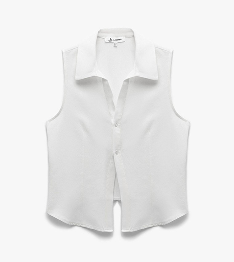 Solid Sleeveless Crop Shirt