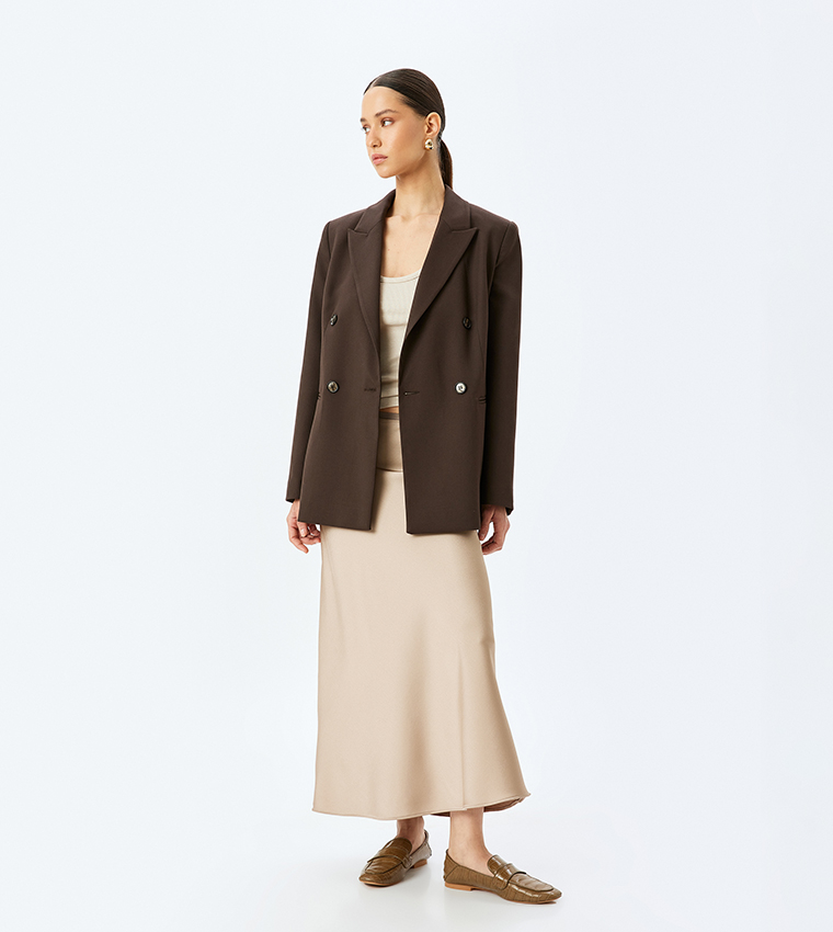 Satin Elastic Waist Maxi Skirt