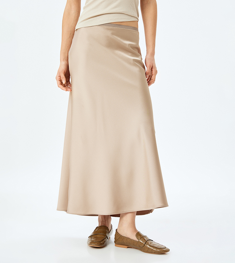 Satin Elastic Waist Maxi Skirt