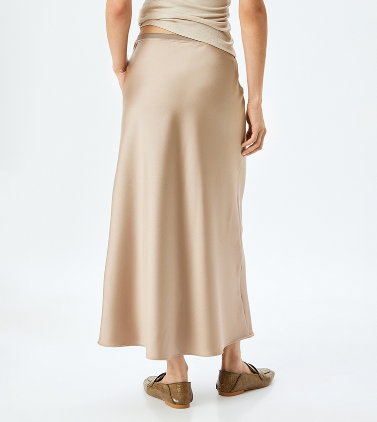 Satin Elastic Waist Maxi Skirt