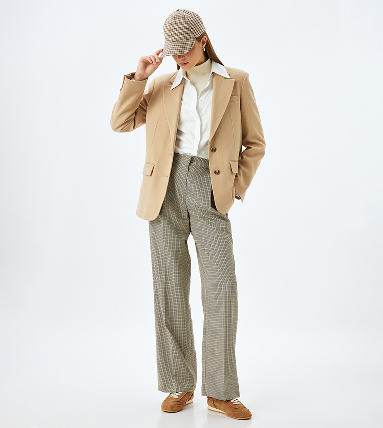 Plaid High Waist Formal Pants