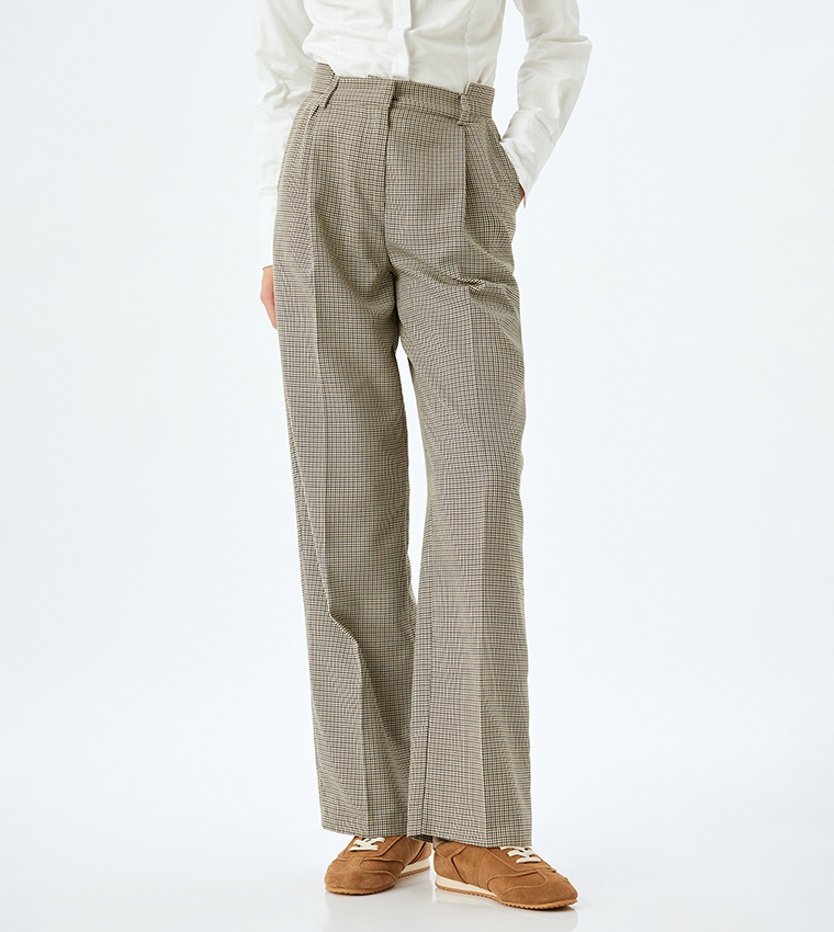 Plaid High Waist Formal Pants