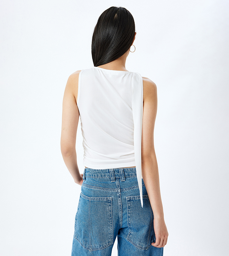 كوتون  توبات بلا أكمام  - أبيض Sleeveless Tops