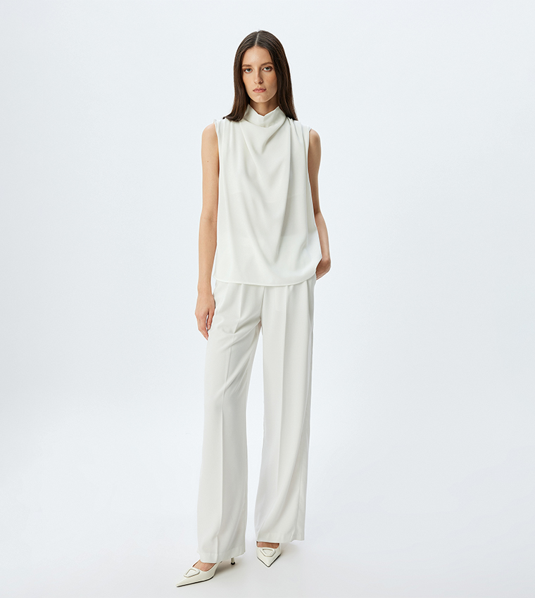 Solid High Neck Sleevesless Top
