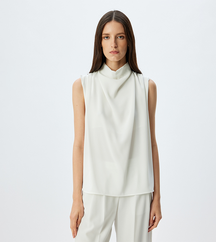 Solid High Neck Sleevesless Top