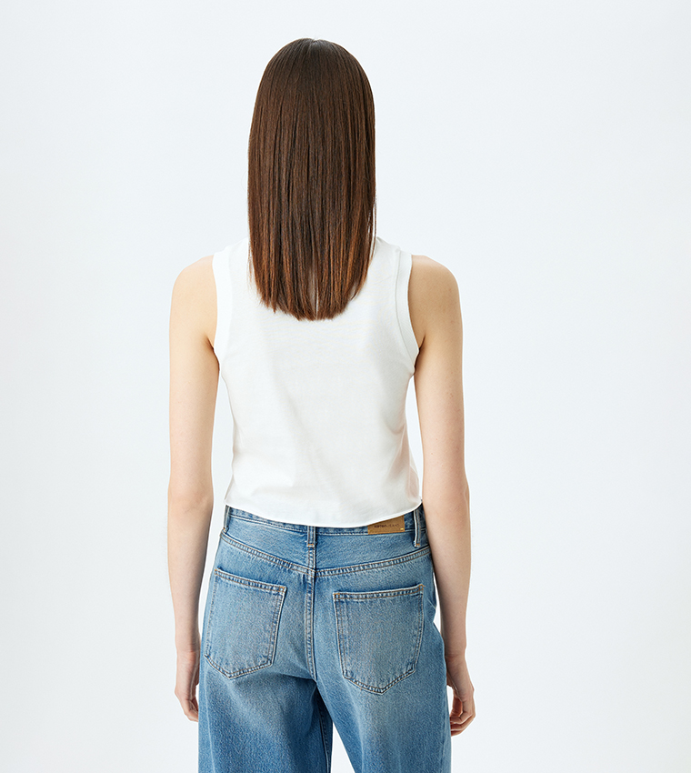 كوتون  توبات بلا أكمام  - أبيض Sleeveless Tops