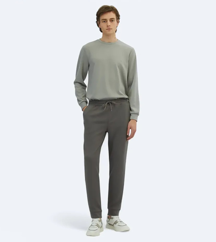 Solid Drawstring Waist Joggers