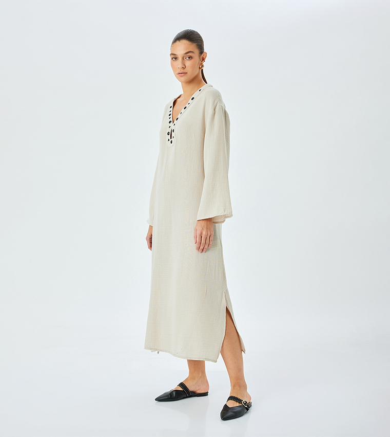 Embellished Long Sleeves Midi Dress