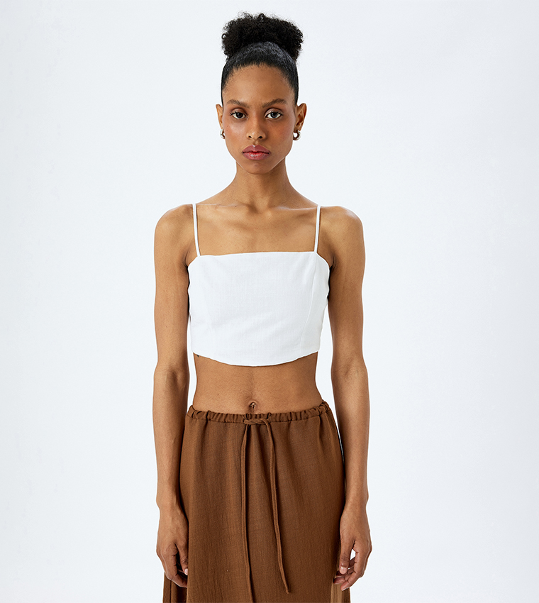Solid Shoulder Strap Crop Top