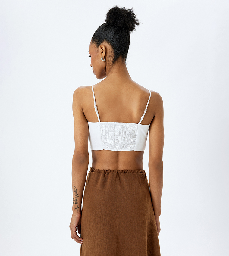 Solid Shoulder Strap Crop Top