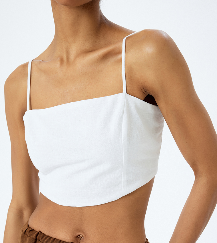 Solid Shoulder Strap Crop Top
