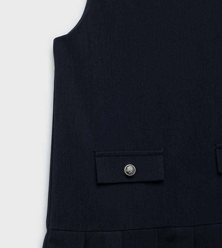 Solid Sleeveless Flared Dress