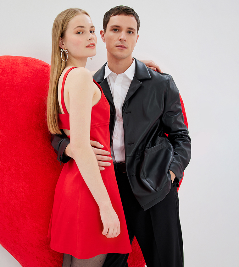 strapless open back dress Red Strappy Stud Front Bodycon Mini Dress – AX Paris main image 0