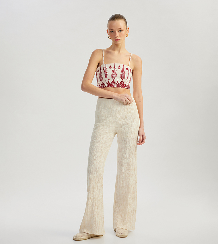 كوتون  توبات قصيرة - أحمر Cropped Tops