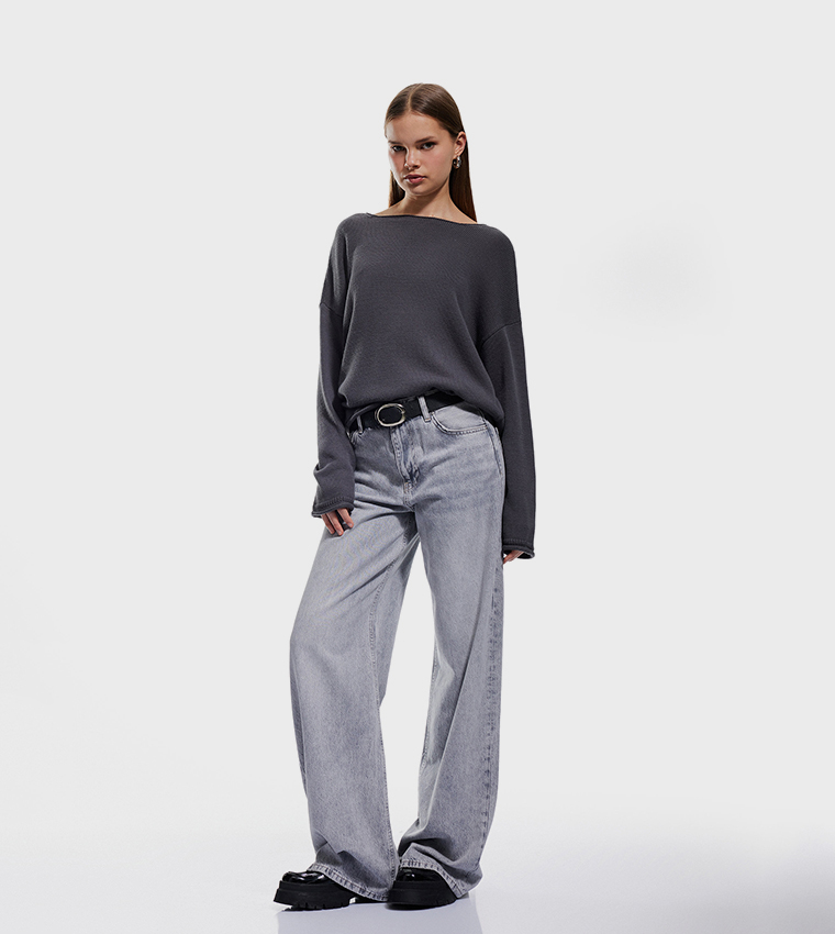 كوتون  سترات بياقة دائرية - رمادي Round Neck Sweaters