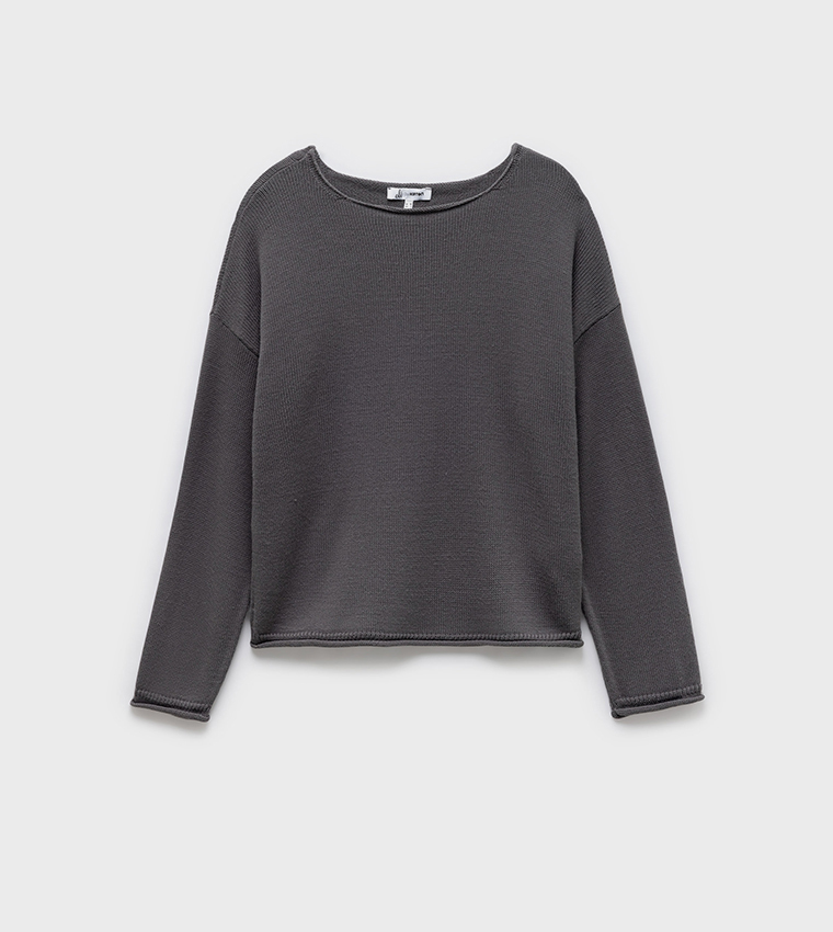 كوتون  سترات بياقة دائرية - رمادي Round Neck Sweaters