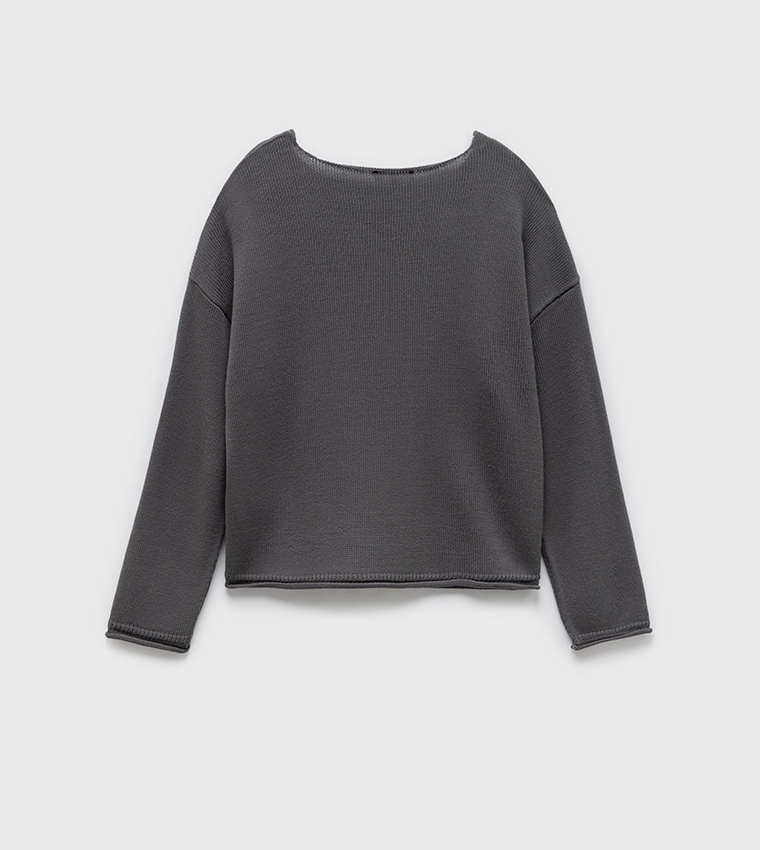 كوتون  سترات بياقة دائرية - رمادي Round Neck Sweaters