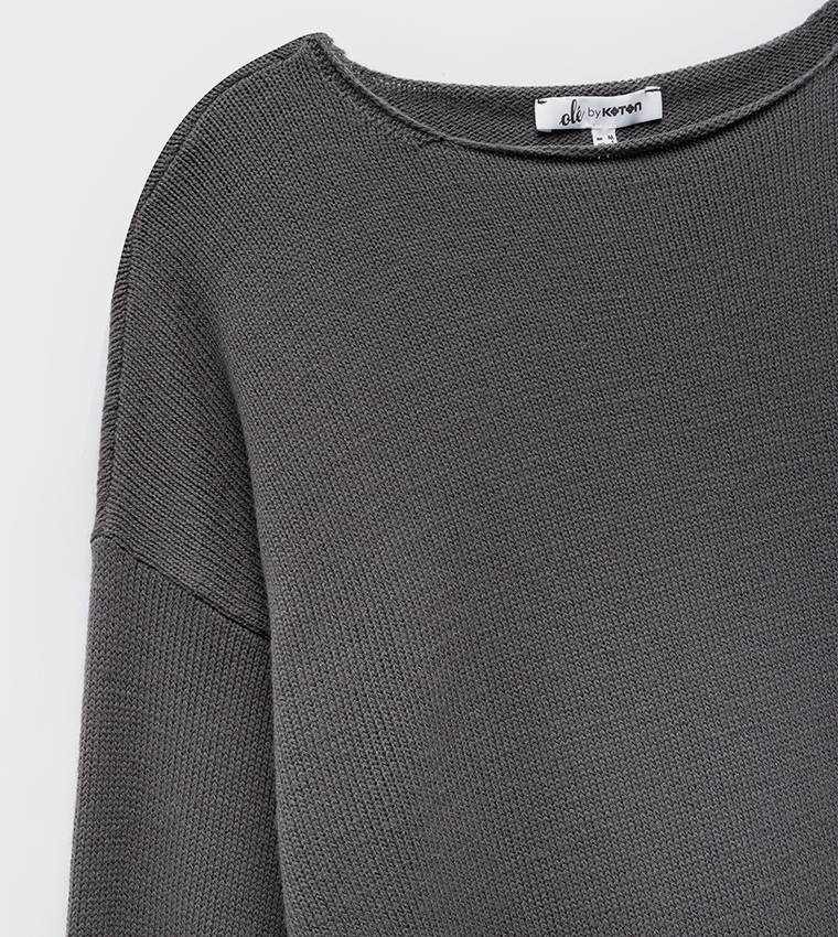 كوتون  سترات بياقة دائرية - رمادي Round Neck Sweaters