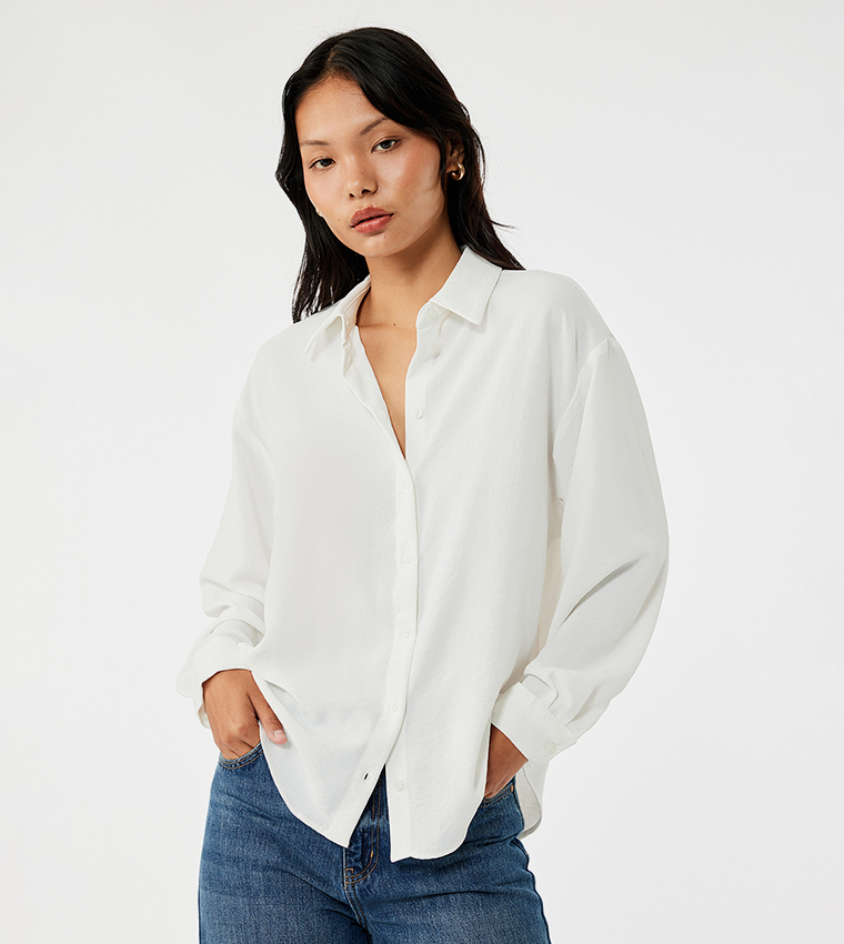 Solid Long Sleeves Oversized Shirt