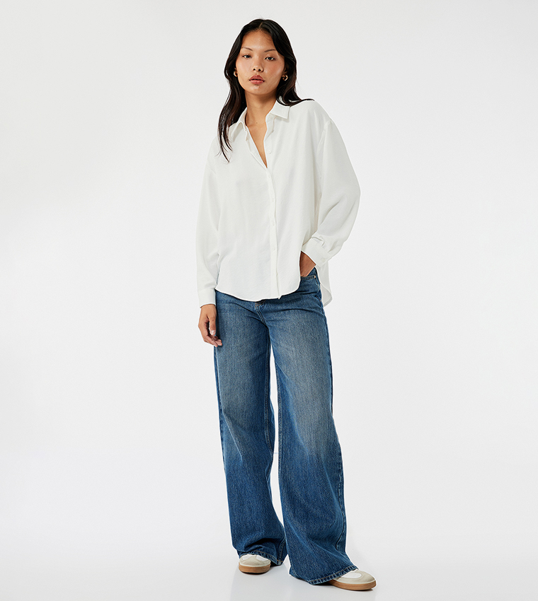 Solid Long Sleeves Oversized Shirt