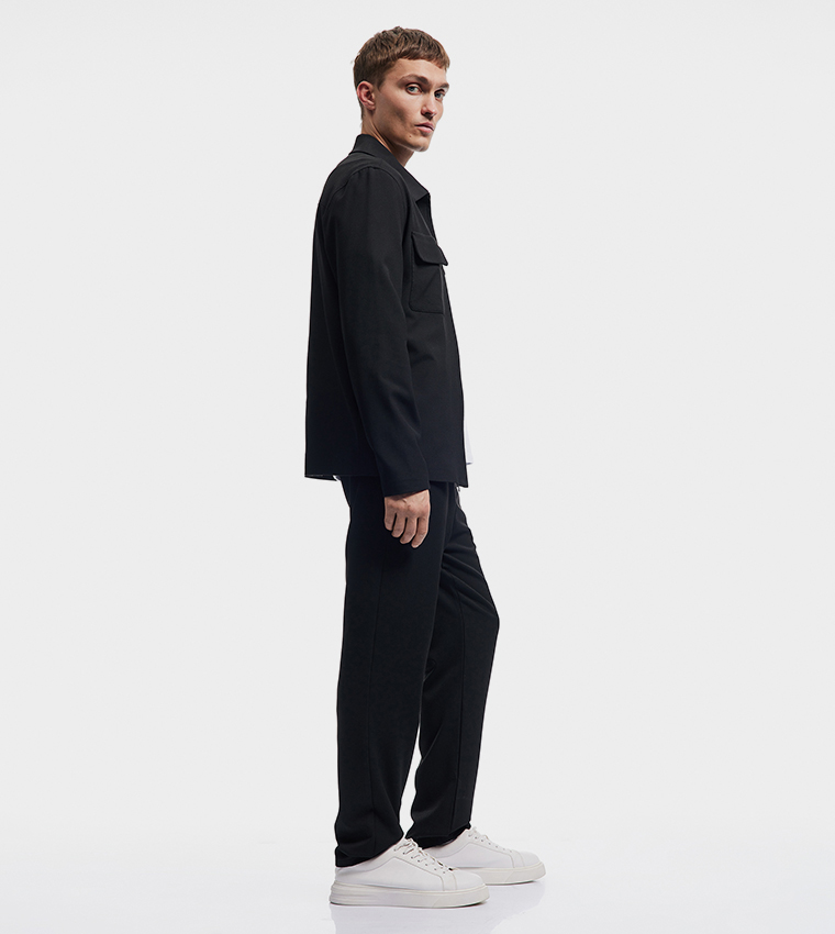 Solid Drawstring Waist Trousers