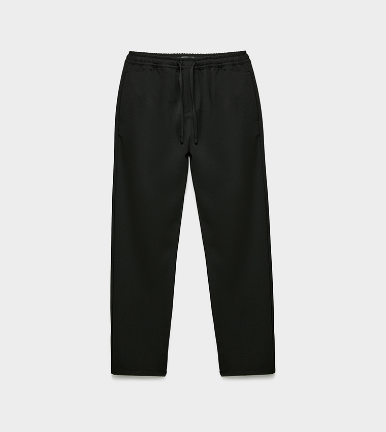 Solid Drawstring Waist Trousers