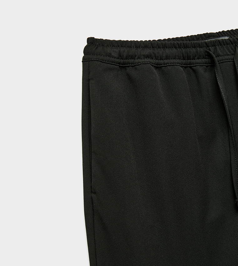 Solid Drawstring Waist Trousers