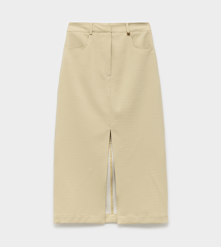 كوتون  تنانير ميدي - كاكي Midi Skirts