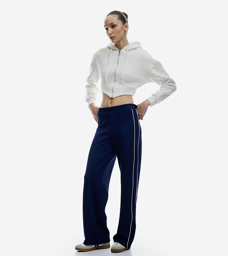 Zippered Long Sleeves Hooded Crop Jacket