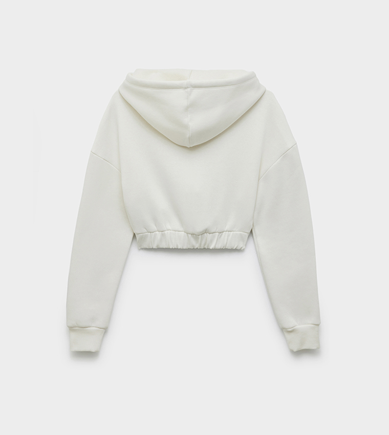 Zippered Long Sleeves Hooded Crop Jacket