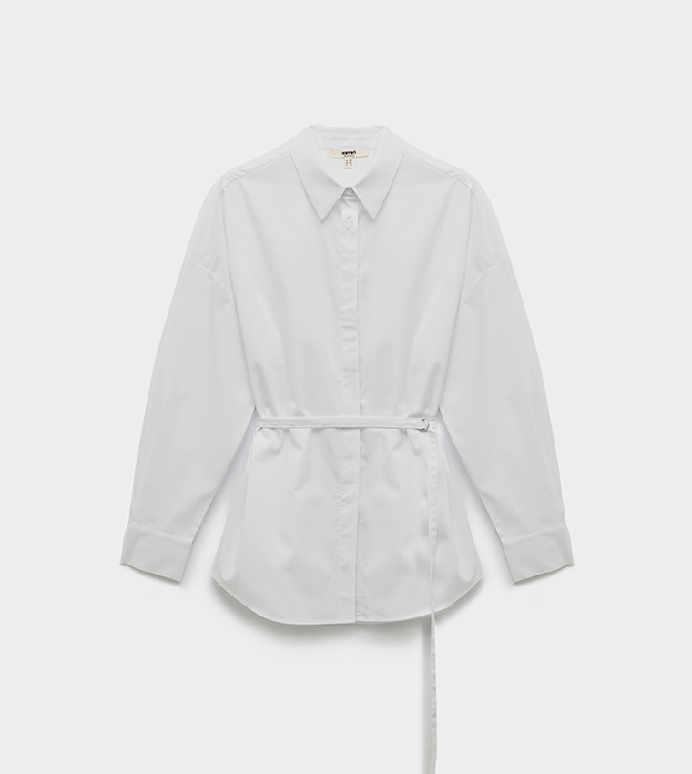 Tie Waist Detail Long Sleeves Tunic Shirt