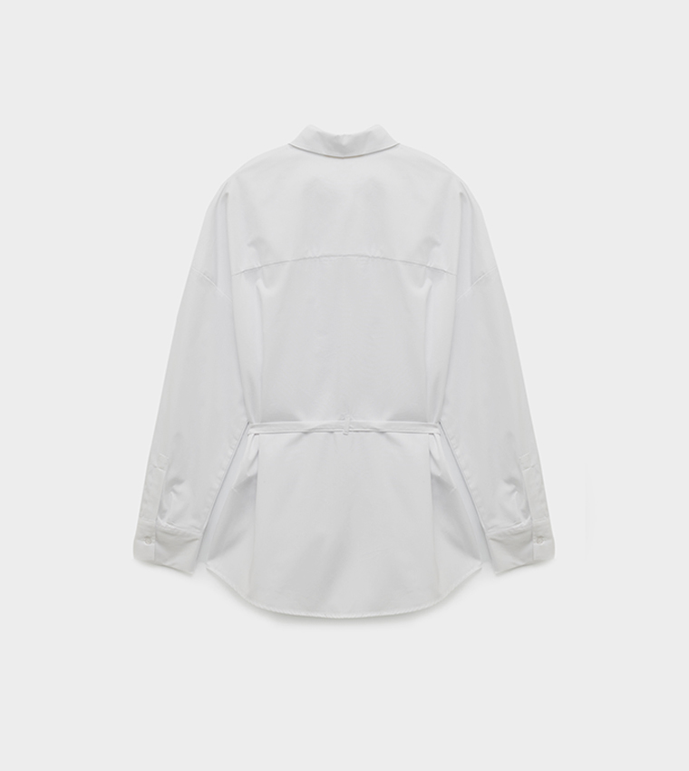 Tie Waist Detail Long Sleeves Tunic Shirt